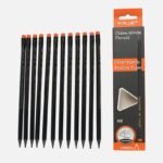 Y-Plus+ Clean Write Black Non Wood Triangle HB Pencil with Eraser - 12pcs Box