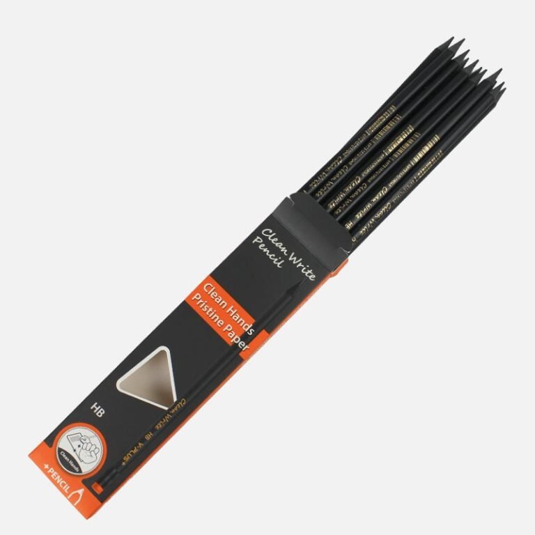 Y-Plus+ Clean Write Black Non Wood Triangle HB Pencil with Eraser - 12pcs Box