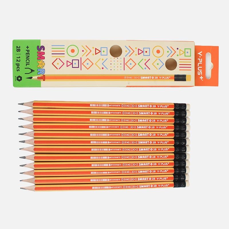 y-plus-smart-stripe-2b-pencil_3 Y-Plus+ Smart Stripe 2B Pencil With Eraser - 12 pcs Box