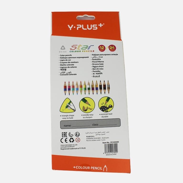 Y-plus+ STAR DOU Non Toxic 24 Colour Pencil + Sharpener - 24pcs Box